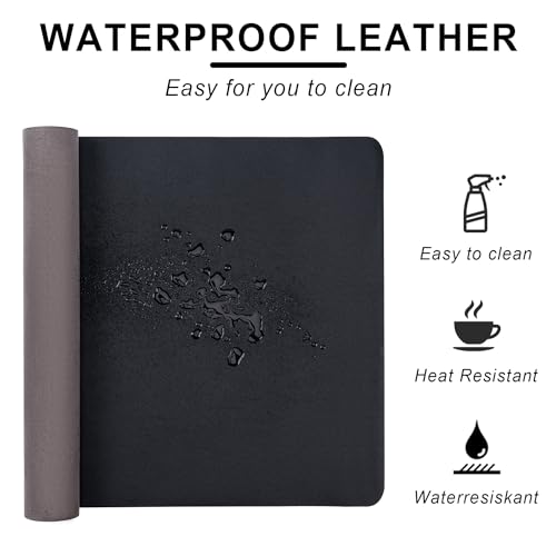 Leather Desk Pad Protector,Non-Slip Desk Pad,on-Slip PU Leather Large Mouse Pad,Easy Clean Desk Protecor Mat,Writing Pad for Office Work/Home/Decor(Black, 23.6" x 13.7")