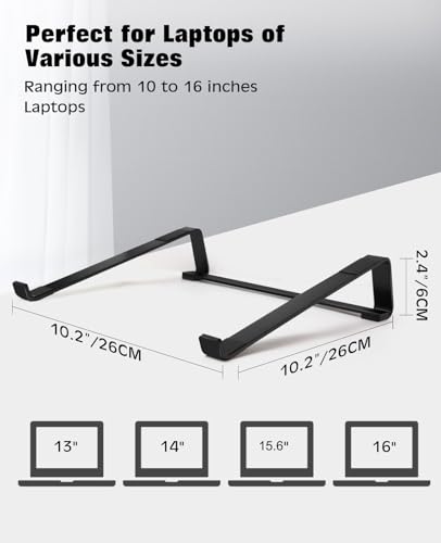 Thibault Aluminum Laptop Stand for Desk - Cooling Ergonomic Design - Fits MacBook Air Pro/DELL/HP/Lenovo/ThinkPad/Alienware - 13/14/15.6/16 -Easy Assembly- Ventilated Laptop Stand for Optimal Airflow