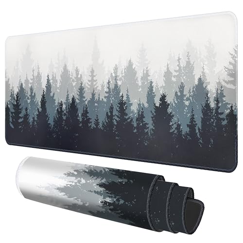 Galdas Mouse Pad For Gaming,Forest Background Pattern XXL XL Large Mouse Mat Long Extended MousePad Desk Mat Non-Slip Rubber Mice Pads Stitched Edges Thin (31.5 x 11.8 x 0.12 Inches) Tree