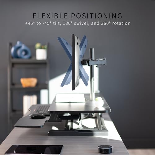 VIVO Height Adjustable 42 inch Standing Desk Converter with Dual 13 to 30 inch Monitor Stand, Sit Stand Monitor Mount and Desk Riser, Black, DESK-V042KB-M2
