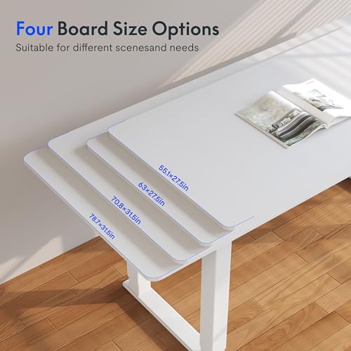 FLEXISPOT 4 Legs Standing Desk 71 x 32 Inch Adjustable Height Desk with Splice Board Home Office Sit Stand Up Desk, White Top + White Frame