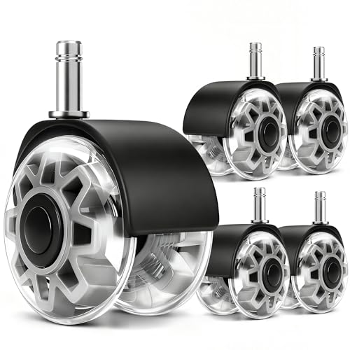 RidRed Office Chair Wheels,Smooth & Quiet Rollerblade Casters Wheels,Heavy Duty Support 700lbs Dual-Wheel Design,Gaming Desk Chair Wheel Replacement for Hardwood Floors and Carpet,2 Inch Universal Fit