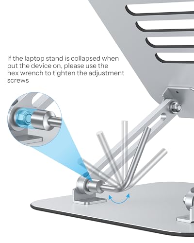 OMOTON Laptop Stand for Desk, Ergonomic Metal Adjustable Laptop Stand, Laptop Holder Riser with Cooling Function, Computer Stand Compatible with MacBook and All Laptops (10-17.2 inch), Silver