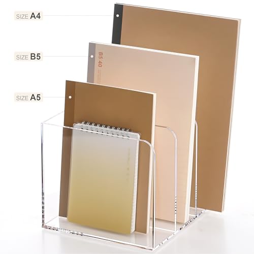Magazine Holder, Clear Acrylic Magazine Rack, File Organizer for Office Desk, Book Organizer,-One-Piece-3 Vertical spaces,1 pack (B5)……