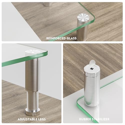 Hemudu Clear Computer Monitor Stand Riser with Height Adjustable Multi Media Desktop Stand for Flat Screen LCD LED, Laptop/Notebook/Xbox One,HD01T-002