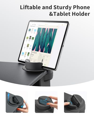 SAIJI Laptop Lap Desk - Fits Up to 17" Laptops, Lightweight Lap Tray Table Stand with Soft Leather Wrist Pad, External Monitor Holder, Lap Desk with Cushion for Home Office Working/Gaming On Couch