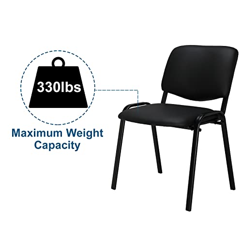 VINGLI Waiting Room Chairs, 10-Pack PU Church Chairs Conference Stackable Set, Office Guest & Reception Stacking for Meeting Room, Lobby, Simple&Space-Saving, Pu-black