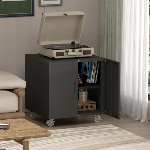 STEELIST Printer Stand with Storage, Metal Printer Table for Home Office, Heavy Duty Printer Stand with Shelf, Large Table with Wheels for Printers, Mobile Cabinet for Workplace, Fits Fax, Scanner