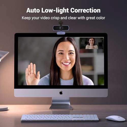 UGREEN Full HD 1080P Webcam with Microphone, 2 Noise-Canceling Mics, 85° Fov & Fixed Focus, Plug and Play, Auto Light Correction, Privacy Cover PC Camera for Zoom/Skype/Teams, Switch 2, Grey