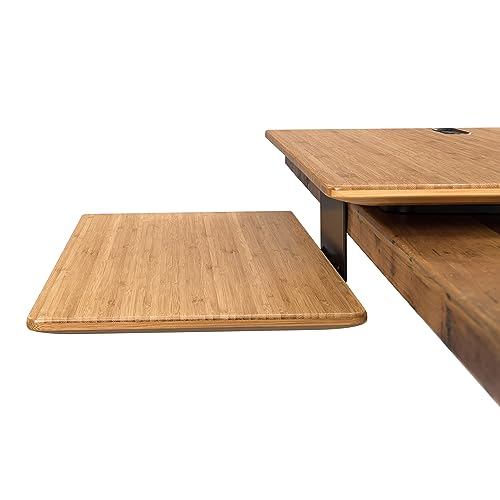 UPLIFT DESK - E7 Electric Standing Desk Converter, Black Base, Bamboo Worksurface (Single Monitor)