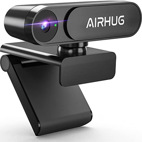 AIRHUG Webcam No Mic with Privacy Cover, USB Web Cam for Computer and Laptop Plug & Play, Web Camera Without Audio, 78° Wide-Angle,for Streaming and Conferencing (2K Webcam No Mic)