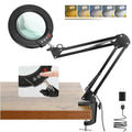 Coyeth 10X Magnifying Glass with Light and Clamp, Real Glass Stand Lighted Magnifier, 5 Color Modes Stepless Dimmable LED Desk Lamp Hands Free for Crafts Hobby Reading Painting Sewing Close Work