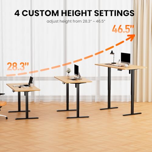 ErGear Electric Standing Desk Legs, 4 Memory Height Settings Height Adjustable Desk Frame, Sit Stand Table Legs Up to 47.2", Ergonomic Stand up Converter Base Workstation, Black Frame Only