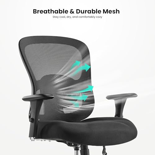 EUREKA ERGONOMIC Big and Tall Office Chair for Heavy People, Hoss 500lbs Heavy Duty Office Chair Mesh Ergonomic Desk Chair with Armrest, Rolling Chair with Wide Comfy Seat for Adult, Black