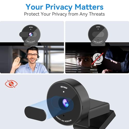 EMEET C950 1080P Webcam - USB Webcam with Microphone & Physical Privacy Cover, Auto Light Correction, Fixed Focus, USB Plug & Play, Ultra Web Cam w/ 70°View for Meeting/Online Classes/Zoom/YouTube