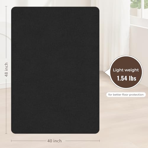 Sycoodeal Office Chair Mat for Hardwood Floor,Slip Resistant Floor Mat for Office Computer Gaming Chair,Heavy Duty Floor Protector for Rolling Chairs,Easy to Clean,Black(40"x48")