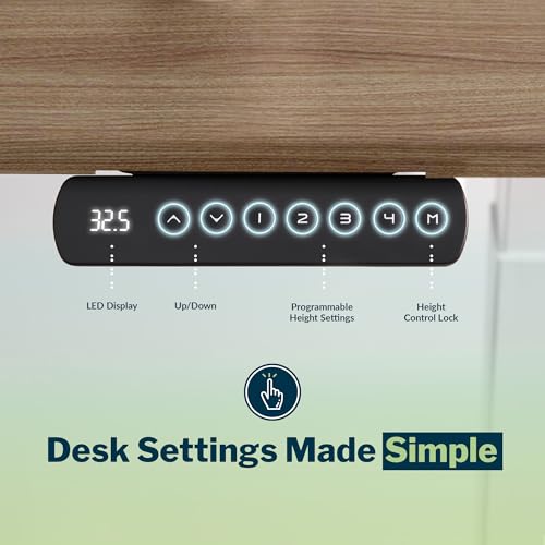 Vari Command Center Electric Standing Desk – 120° Curved Sit-Stand Gaming Desk Corner Workstation for Triple Monitors + Sloped Front Edge, 4 Height Settings, 200 lb Capacity (Walnut Top/Slate Legs)