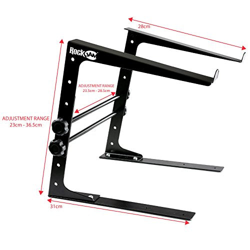 RockJam Portable DJ Laptop Stand with Adjustable Height, Anti-Slip Design, Works For Laptops, Controllers & CD Players