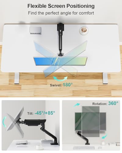 Single Monitor Desk Mount, 13-32 inch Adjustable Full Motion Monitor Arm, Computer Monitor Stand Holder with Clamp and Grommet Base, Fits 4.4 to 22lbs Screens, VESA Mount Bracket, Black, Freelift Pro