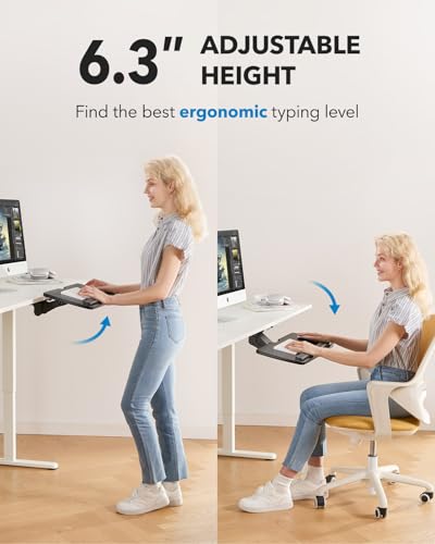 HUANUO Keyboard Tray, Large Dual Monitor Stand with Drawer