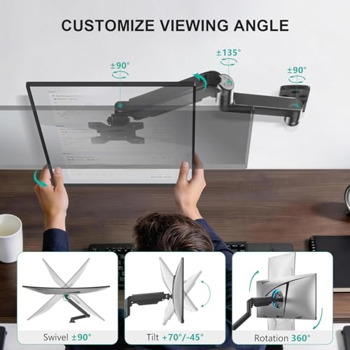 WALI Bundles- Computer Monitor Wall Mount and Desk File Organizer, 4 Tier Desktop Paper Letter Tray Organizer with Drawer and 2 Pen Holders (GSWM001+DO005DH-B)