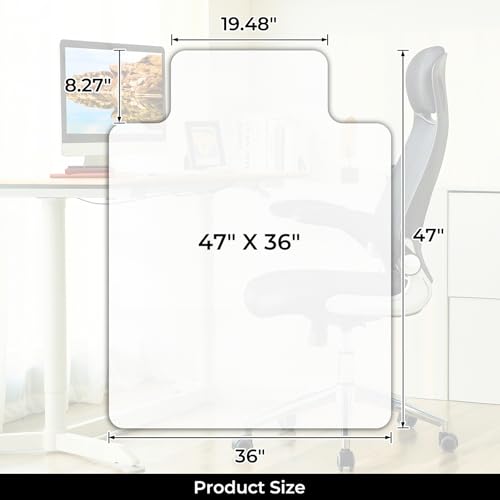 Office Chair Mat for Hard Wood Floors 36"x47" Heavy Duty Floor Protector Easy Clean