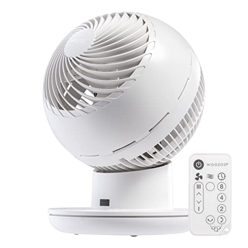 IRIS USA WOOZOO Air Circulator Fan with Remote, Oscillating Table Fan, 8 Speeds, 82ft Max Air Distance, 65° Tilt, Ultra Quiet DC Motor, Small Desk Fan for Bedroom, Office, Dorm, White