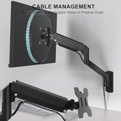 WALI Computer Monitor Wall Mount for 17 to 32 Inch Screens, Single Monitors Mount Holds up to 22lbs, Fully Adjustable Wall Mount Monitor Arm, 75x75/100x100mm VESA Mount (GSWM001), Black