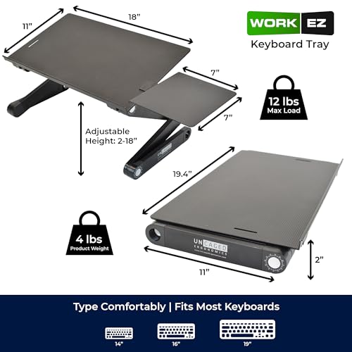Uncaged Ergonomics WorkEZ Adjustable Computer Keyboard Stand for Desk, Keyboard & Mouse Riser, Ergonomic Portable Stand for Desktop, Computer Keypad Riser for Desk
