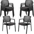 CLATINA No Wheels Conference Room Chairs Set of 8, Stackable Office Guest Reception Chair with Armrests, Mesh Back Waiting Room Chairs for Office, School, Lobby, Church, Black