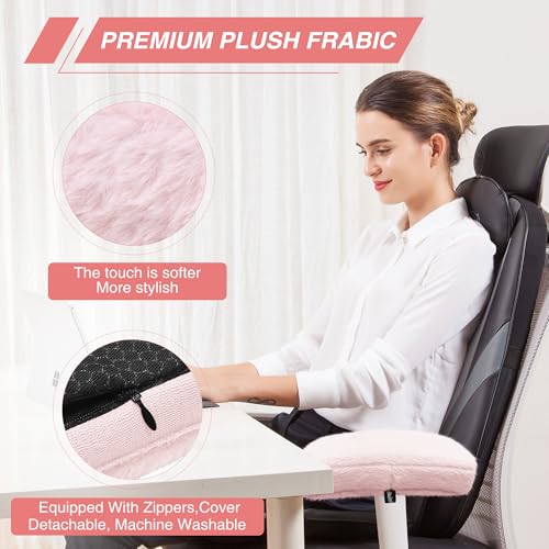 SPRING SEAON Office Chair Arm Covers Plush Office Chair Arm Pads Premium Memory Foam Gaming Chair Armrest Cushion Provide Cushioning for Elbows and Forearms 2 Pack Arm Chair Covers for Arms (Pink)