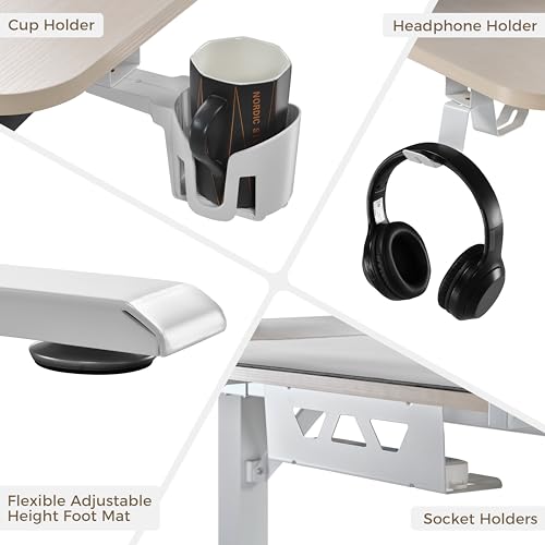 EUREKA ERGONOMIC Gaming Standing Desk with Keyboard Tray,74" U Shaped Studio Desk for Recording&Live,Electric Height Adjustable Desk w LED Convertible Shelves,Maple