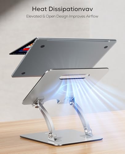 Nulaxy Ergonomic Adjustable Laptop Stand for Desk, Dual Foldable Computer Riser with Advanced Heat-Vent, Heavy-Duty Portable Notebook Holder for Posture Correction, Compatible with Mac 10-17" Laptops
