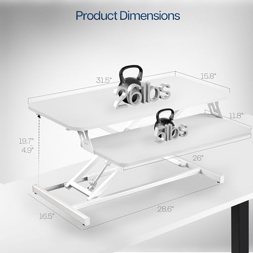 VIVO White 32 inch Stand Up Desk Riser, DESK-V000SW