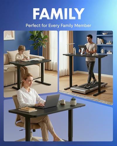 FLEXISPOT EN1 One-Piece Standing Desk, Electric Adjustable with 4 Memory Presets, 176 LBS Capacity, Stable & Quiet, Seamless Desktop for Home Office & Dual Monitors, 48"x30" Black