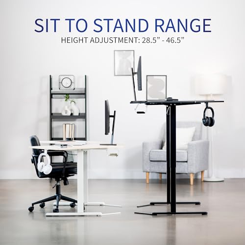 VIVO Electric Corner L-Shaped 47 x 47 in Standing Desk, Memory Height Adjustment, Light Wood Top White Frame, DESK-E1L94C