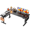 Korfile L Shaped Electric Standing Desk,63 Inch Adjustable Height Sit to Stand Corner Desk with Memory Presets, Reversible Computer Table for Home Office, Work and Study, Black