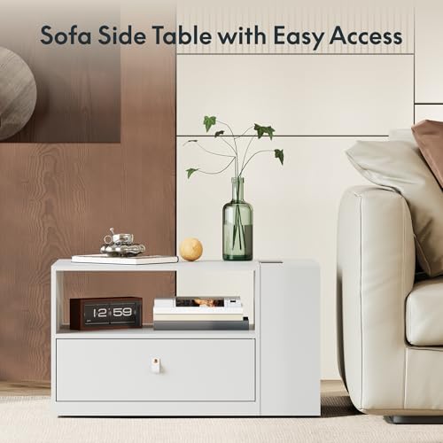 FLEXISPOT H7 CAB Height Adjustable Sit-Stand Computer Workstation Desk with Storage, Pneumatic Lift Laptop Desk with Drawer & Cabinet, Compact Small Space Home Office Desk (25.8"–41.3", White)