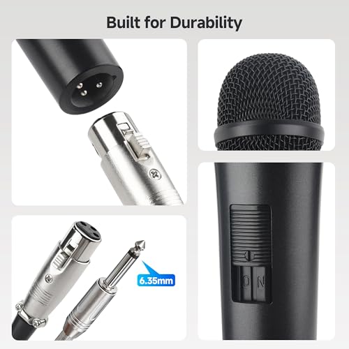 Cable Matters 2-Pack Cardioid Dynamic Vocal Microphones with 15 ft Cable, 6.35mm Wired Microphone for Singing/Singing Machine Karaoke Microphone