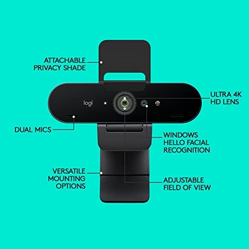 Logitech Brio 4K Webcam, Ultra 4K HD Video Calling (Renewed)