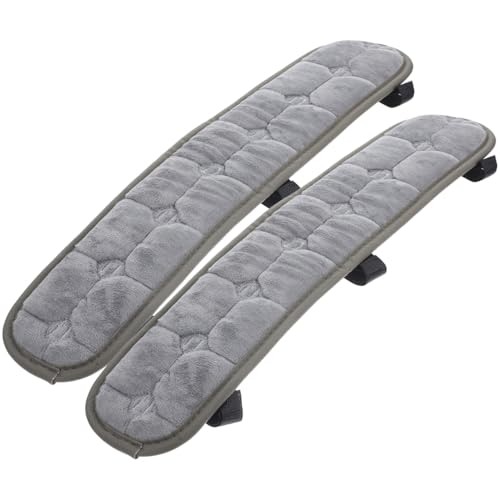 Garneck 2 Pack Office Chair Armrest Pads with Elastic Strap: Non-Slip Plush Gaming Chair Arm Covers Grey Soft Forearms Support Cushions for Desk Computer & Wheelchair