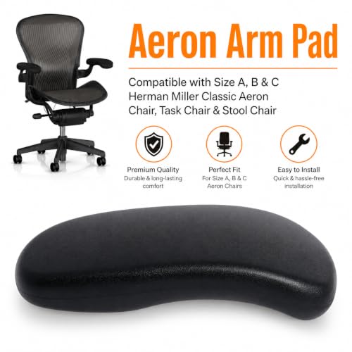 Office Chair Arm Pads Replacement for Herman Miller Classic Aeron Chair Graphite, 2Pack 100% Polyurethane Finish, Black