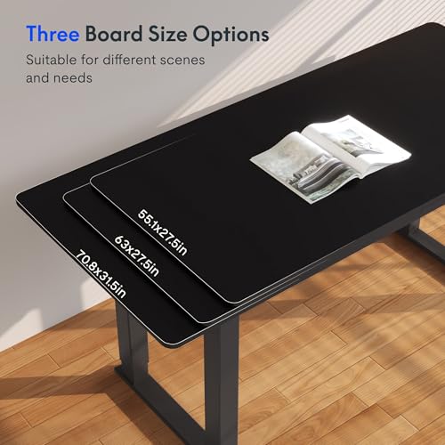 FLEXISPOT 4 Leg Standing Desk 71 x 32 Inch Electric Adjustable Height Sit Stand Desk with Splice Board Home Office Desk, Black Top + Black Frame