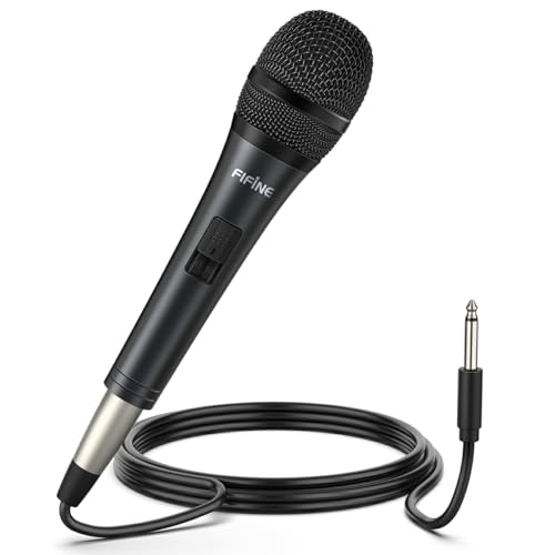 FIFINE Karaoke Microphone, Dynamic Vocal Microphone for Speaker, 6.35MM Wired Handheld Mic with On and Off Switch and 14.8ft Detachable Cable-K6