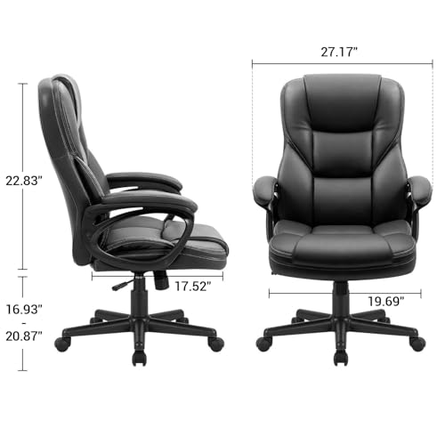 Furmax Office Executive Chair High Back Adjustable Managerial Home Desk Chair, Swivel Computer PU Leather Chair with Lumbar Support (1, Black)