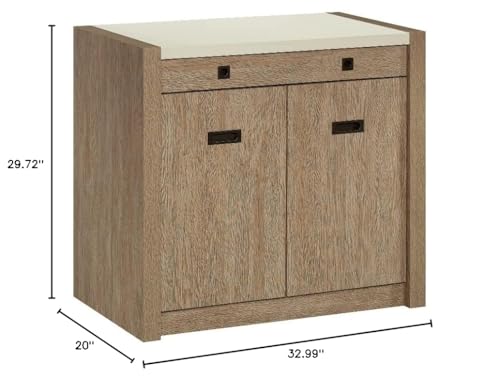 Sauder® Dixon City 33"W Computer Desk Cabinet With Storage, Brushed Oak™/Pebble White™