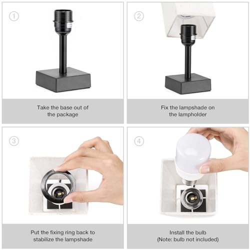 aooshine Small Table Lamp for Bedroom - Bedside Lamps for Nightstand, Minimalist Night Stand Light Lamp with Square Fabric Shade, Desk Reading Lamp for Kids Room Living Room Office Dorm
