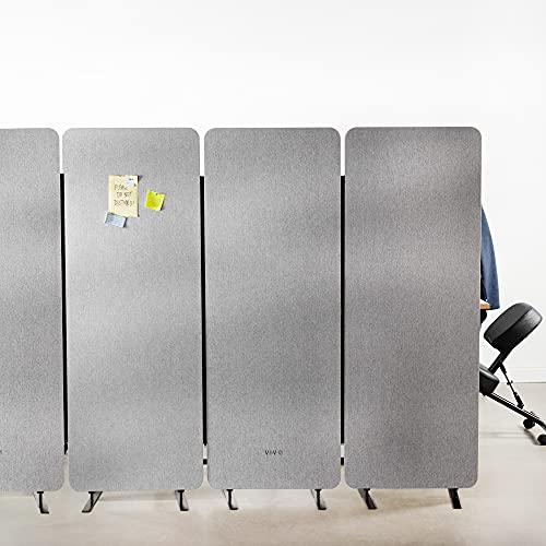 VIVO Freestanding 24 x 66 inch Privacy Panel, Cubicle Divider, Acoustic Wall Partition, Single 24 inch Panel with 2-Sided Zipper Attachment System, Gray, PP-1-T024G