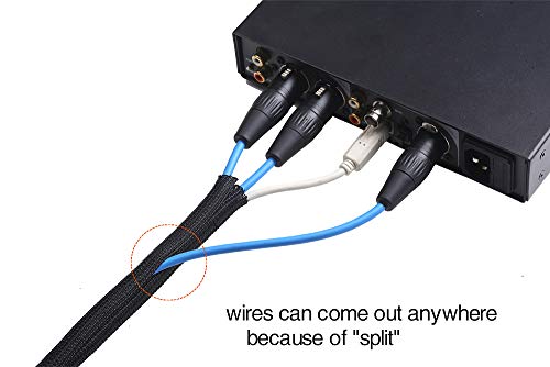 Alex Tech 25ft - 1/2 inch Cord Protector Wire Loom Tubing Cable Sleeve Split Sleeving For USB Cable Power Cord Audio Video Cable – Protect Cat From Chewing Cords - Black