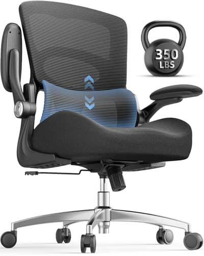 FAMIDOLE Ergonomic Office Chair - Office Desk Chair with Adjustable Lumbar Support - Mesh Comfy Chair with Flip-Up Arms - Heavy Duty Gaming Chairs for Adults Home and Business